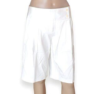 NWT BCBG White Cotton Long Bermuda A-Line Fit Flare Walking Dress Shorts S 4